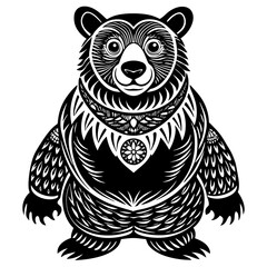 Adorable Yogi Bear Vector Illustration - Cartoon, Clipart, Line Art Design
