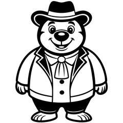 Adorable Yogi Bear Vector Illustration - Cartoon, Clipart, Line Art Design