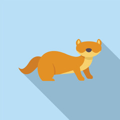 Small furry ferret standing on four legs looking up with a curious expression