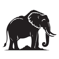 Elephant black silhouette isolated on white background