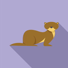 Cartoon otter resting on a purple background, perfect for animal lovers and nature enthusiasts