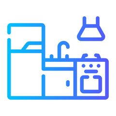 kitchen set Line Gradient Icon