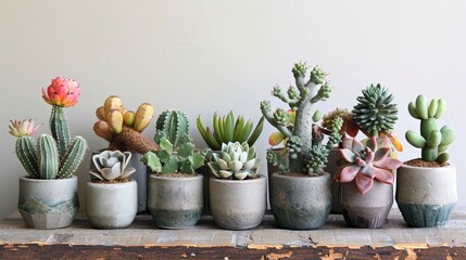 Arrange potted cacti and succulents