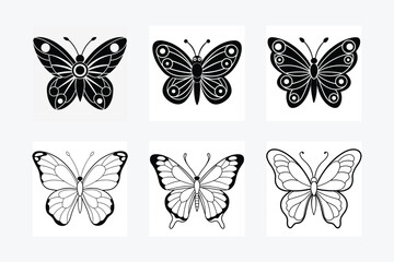 Butterfly Silhouette in Mariposa vector format only Black, Beautiful black and white butterfly isolated vector image