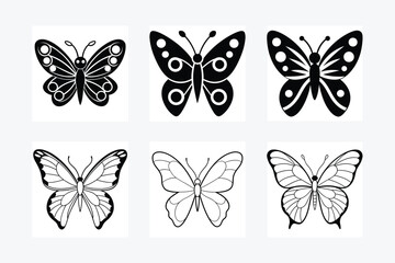 Butterfly Silhouette in Mariposa vector format only Black, Beautiful black and white butterfly isolated vector image