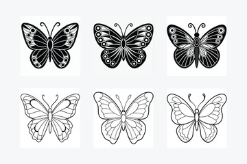 Butterfly Silhouette in Mariposa vector format only Black, Beautiful black and white butterfly isolated vector image