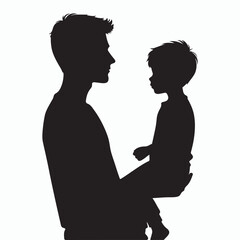 father and son silhouette vector