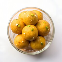 Delicious Besan Laddoo in a Glass Bowl  Indian Sweets for Festive Celebrations