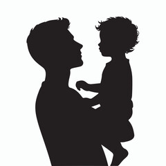 father and son silhouette vector