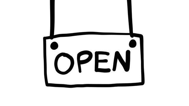 open sign board coming from up to down animation
