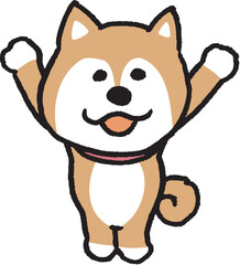 二頭身でシンプルでかわいい柴犬のキャラ素材