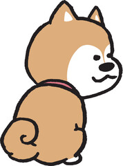 二頭身でシンプルでかわいい柴犬のキャラ素材