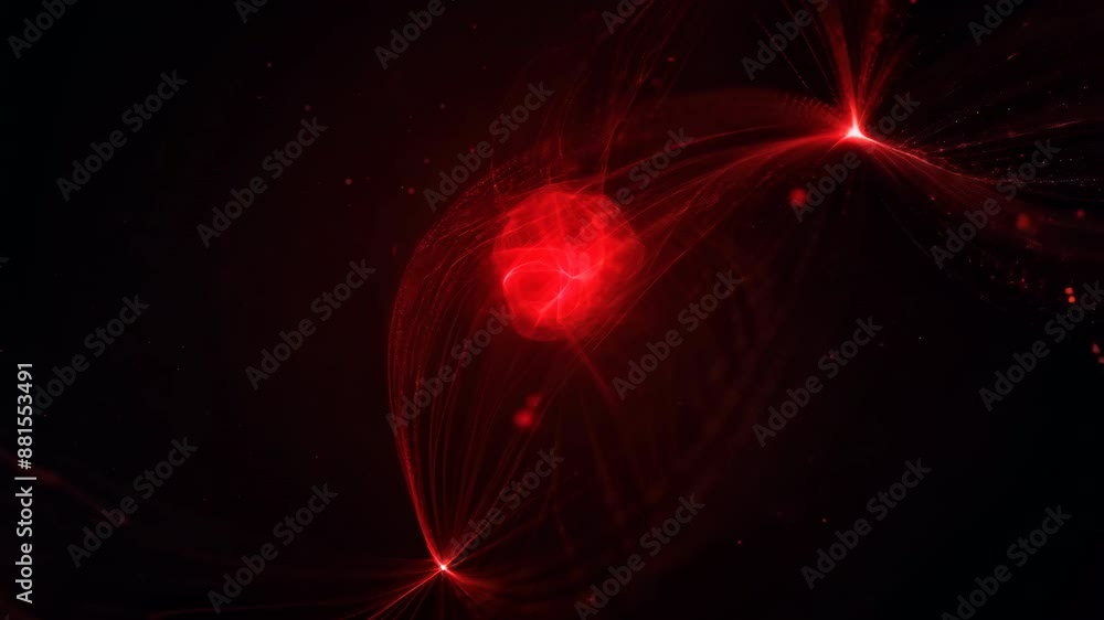 Poster dynamic red light trails and particles on dark background