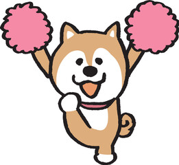 二頭身でシンプルでかわいい柴犬のキャラ素材