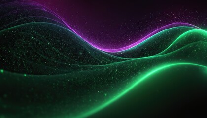 Digital purple and green particles wave and light abstract background with shining dots stars.159