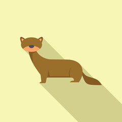 Illustration of a brown ferret standing on four legs on a light yellow background