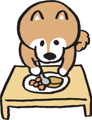 二頭身でシンプルでかわいい柴犬のキャラ素材