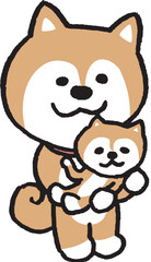 二頭身でシンプルでかわいい柴犬のキャラ素材