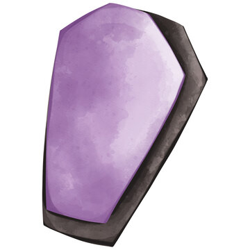 recommend clip art: Digital illustration of a purple coffin with a black outline, suitable for Halloween or horror-themed design projects.