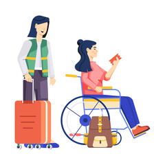 Wheelchair assistance service, flat illustration 

