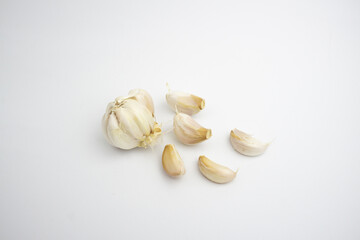 Single Garlic. isolated on white background.
