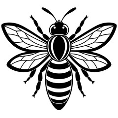 a cute bee vector silhouette illustration