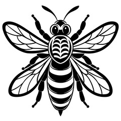 a cute bee vector silhouette illustration