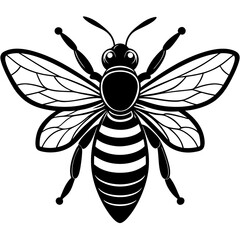 a cute bee vector silhouette illustration