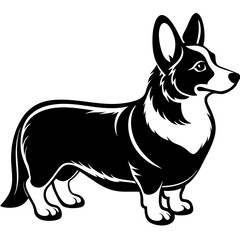 black corgi dog  vector silhouette illustration