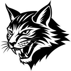bobcat angry head side view vector silhouette