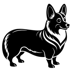 black corgi dog  vector silhouette illustration