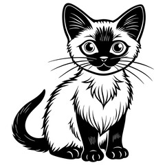 Siamese kitten vector silhouette illustration