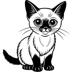 Siamese kitten vector silhouette illustration