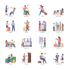WebCollection of Airline Passengers Flat Illustrations 