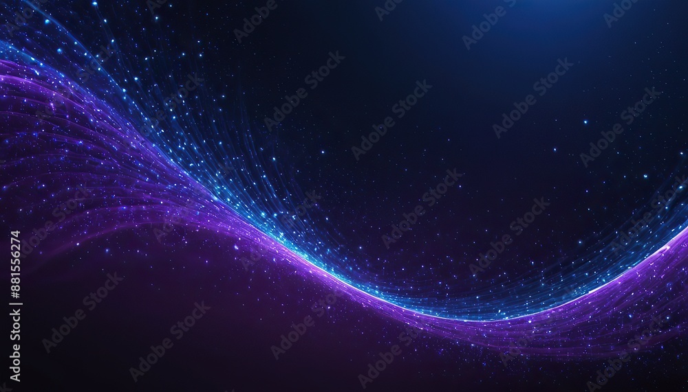 Canvas Prints digital purple blue particles wave and light abstract background with shining dots and stars. abstra