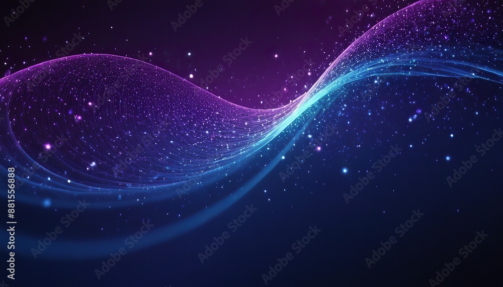 Sticker abstract blue and purple background with dots and waves lines design