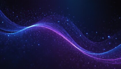 Obraz premium Abstract blue and purple background with dots and waves lines design
