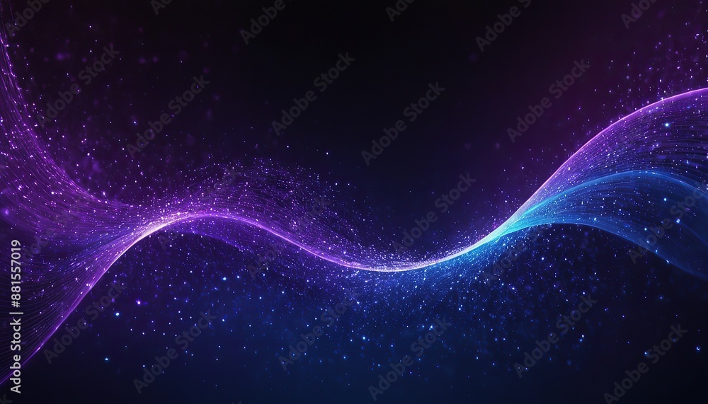 Wall mural Abstract blue and purple background with dots and waves lines design