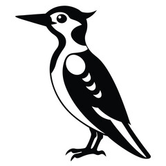 Woodpecker Bird Silhouette Vector illustration black and white