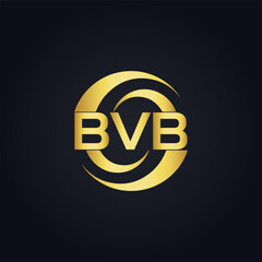 BVB logo. B V B design. White BVB letter. BVB, B V B letter logo design. B V B letter logo design in GOLD, GOLDEN LOGO, THREE, style. letter logo set in one artboard. B V B letter logo vector design.