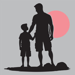 father and son silhouette vector