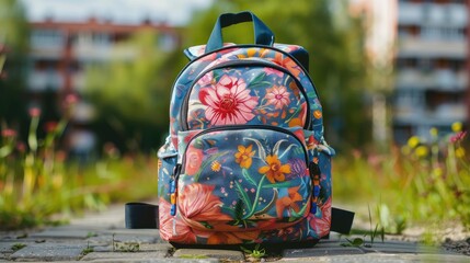 Backpack with school background