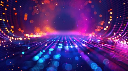 Obraz premium Neon Dreams - Cyberpunk Style Abstract Futuristic Digital Background with Vibrant Colors and Neon Lights