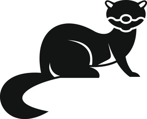 Black silhouette of a ferret sitting peacefully, a simple and elegant design