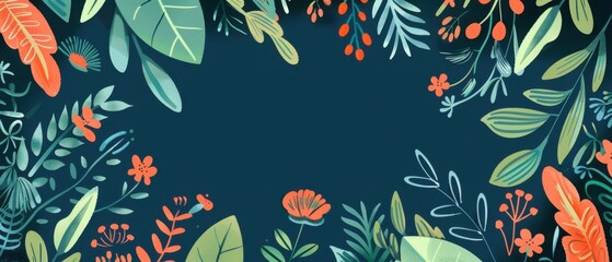 Obraz premium Thank you card, botanical garden theme, flat design illustration