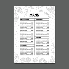 Naklejka premium Menu template design vector