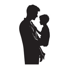 father and son silhouette vector