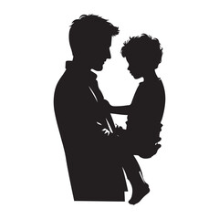 father and son silhouette vector