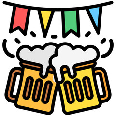 Beer Festival lineal multi color icon, related to oktoberfest, German traditional theme. use for UI or UX kit, app and web development.