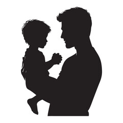 father and son silhouette vector